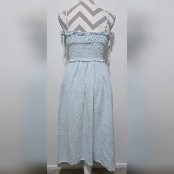 Urban Outfitters Douro Gauzey Midi Dress Light Pale Blue Green Size Small - Picture 7 of 15